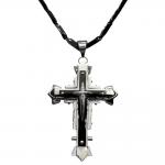 Stainless Steel Black Necklaces With Cross Pendant